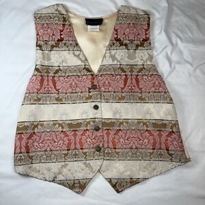 Anxiety Floral Button Waistcoat Vest Grandma Cottage‎ 3X USA VTG 80s